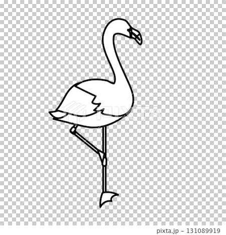 可愛的火烈鳥線條描插圖 可愛的火烈鳥線條描插圖 131089919