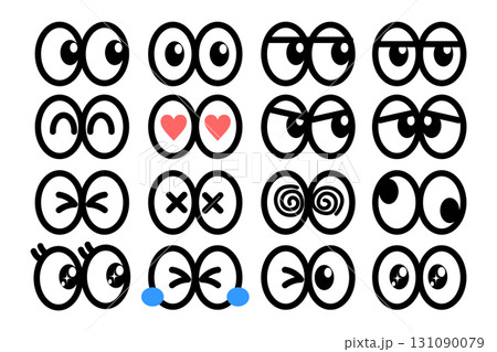いろいろな感情の目のアイコンセット いろいろな感情の目のアイコンセット 131090079
