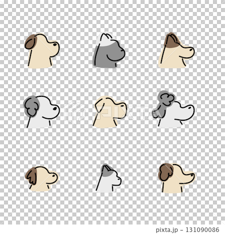 A set of various dog profile illustrations 131090086