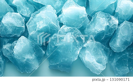 Light blue ice crystals texture background closeup view 131090171