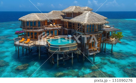 Luxurious Overwater Bungalow with Private Pool in Turquoise Ocea 131090276