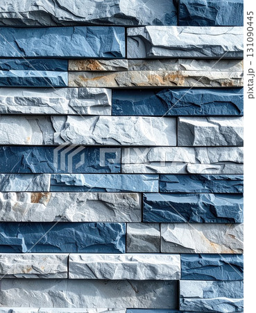 《AI画像》青を基調とした石材の外壁 131090445