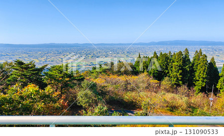 散居村展望台から砺波平野の眺め 131090533