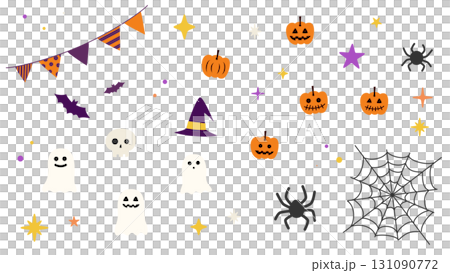 Cute Halloween icon set (transparent background) 131090772