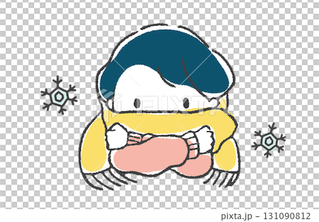 一個女孩戴著圍巾，感覺很冰冷的插圖 131090812