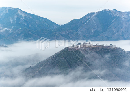 兵庫県　早朝の雲海に浮かぶ竹田城跡 131090902