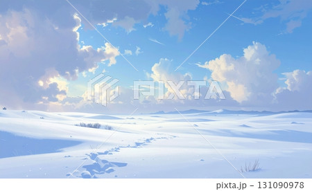 青空と白銀の雪原が広がる冬の絶景 131090978