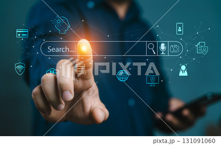 Search with AI Assistant; SEO Search Engine Optimization Concept. AI SEO icons on websites to rank search engines or perform SEO. search on screen. Artificial Intelligence data technology Search with AI Assistant; SEO Search Engine Optimization Concept. AI SEO icons on websites to rank search engines or perform SEO. search on screen. Artificial Intelligence data technology 131091060