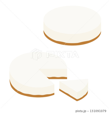 シンプルなレアチーズケーキのイラストセット 131091079