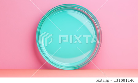 Minimalist Transparent Acrylic Podium on Soft Pink Background for Modern Display 131091140