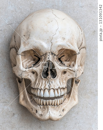 Realistic Cracked Skull with Pirate Aesthetic for Unique Artistic Themes 131091342