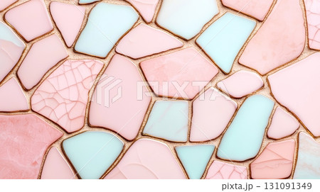 Colorful Geometric Shapes in Mosaic Arrangement with Soft Pastel Colors 131091349