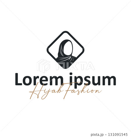 Beauty design concept of woman with black silhouette of simple elegant hijab logo, showing Muslim women's clothing style, illustration of symbol template for poster and brand Beauty design concept of woman with black silhouette of simple elegant hijab logo, showing Muslim women's clothing style, illustration of symbol template for poster and brand 131091545