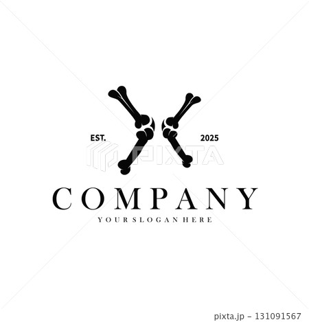 Bone logo design, bone health care with simple silhouette, modern icon symbol illustration concept and template for brand and poster Bone logo design, bone health care with simple silhouette, modern icon symbol illustration concept and template for brand and poster 131091567