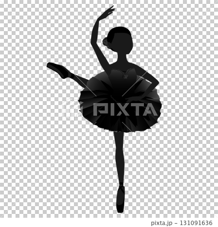 ダンサーのシルエットのイラスト_バレエ「ドン・キホーテ」のキトリを踊るバレリーナのイメージ 131091636