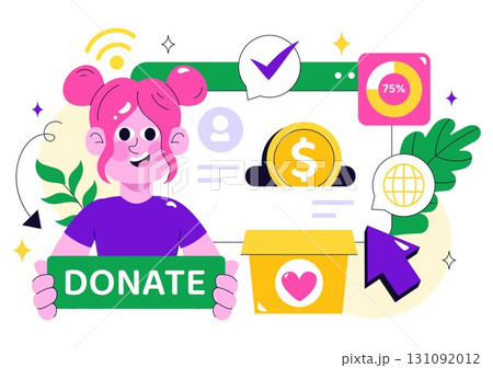 Online Fundraising Illustration Featuring a Fundraiser with a Heart to Symbolize Support and Humanitarian Assistance, Donation, and Helping Others Online Fundraising Illustration Featuring a Fundraiser with a Heart to Symbolize Support and Humanitarian Assistance, Donation, and Helping Others 131092012