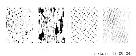 Set of black and white textures for overlay. Vector graphics. Different types of stamps 131092046