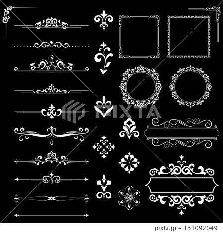 Vintage Set. Floral elements for design monograms, invitations, frames, menus and labels. Graphic design of the website, cafes, boutiques, hotels, wedding invitations. 131092049