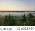 Sunrise over river in fog, beautiful landscape 131092240