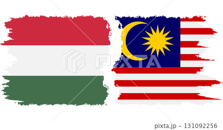 Malaysia and Hungary grunge flags connection vector 131092256
