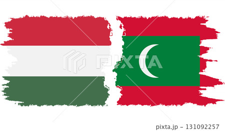 Maldives and Hungary grunge flags connection vector 131092257