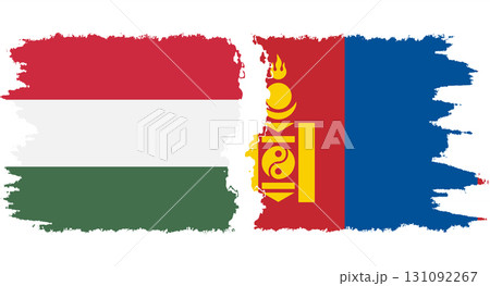 Mongolia and Hungary grunge flags connection vector Mongolia and Hungary grunge flags connection vector 131092267
