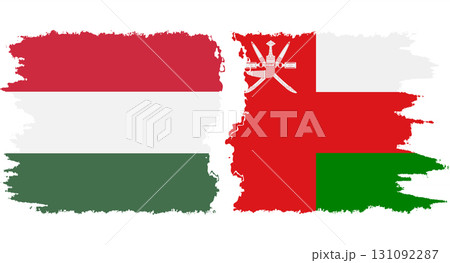 Oman and Hungary grunge flags connection vector 131092287