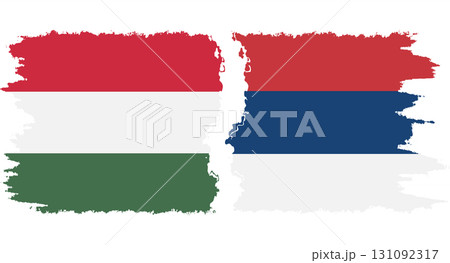 Serbia and Hungary grunge flags connection vector Serbia and Hungary grunge flags connection vector 131092317
