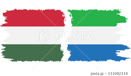 Sierra Leone and Hungary grunge flags connection vector 131092319