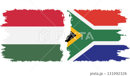 South Africa and Hungary grunge flags connection vector South Africa and Hungary grunge flags connection vector 131092326