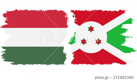 Burundi and Hungary grunge flags connection vector 131092380