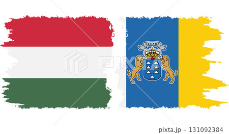 Canary Islands and Hungary grunge flags connection vector 131092384