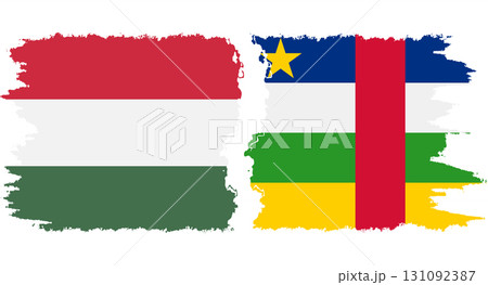 Central African Republic and Hungary grunge flags connection vecto 131092387