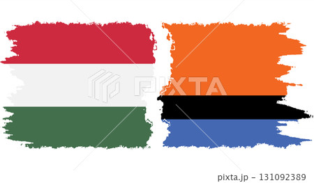 Chagos and Hungary grunge flags connection vector 131092389