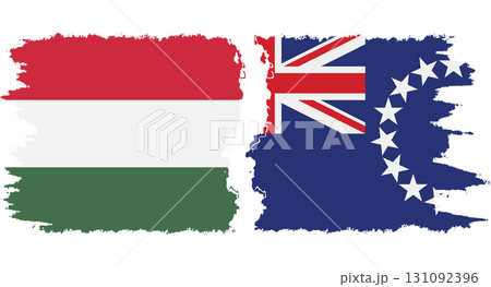 Cook Islands and Hungary grunge flags connection vector 131092396