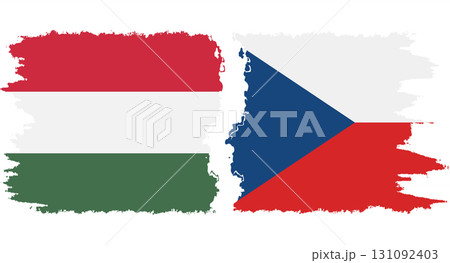 Czech and Hungary grunge flags connection vector 131092403