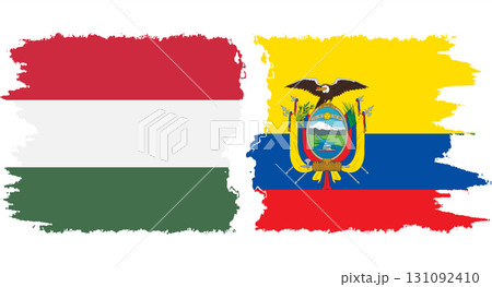Ecuador and Hungary grunge flags connection vector 131092410