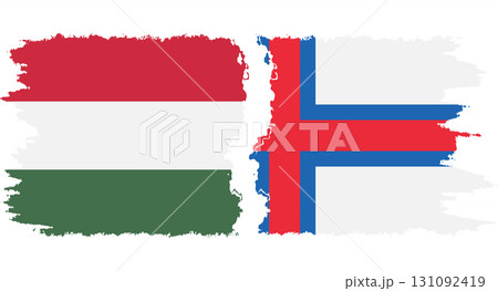 Faroe Islands and Hungary grunge flags connection vector 131092419