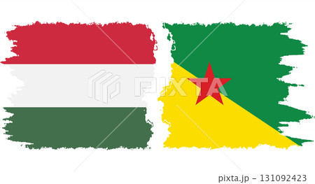 French Guiana and Hungary grunge flags connection vector French Guiana and Hungary grunge flags connection vector 131092423