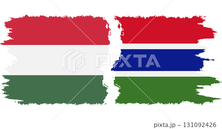 Gambia and Hungary grunge flags connection vector 131092426