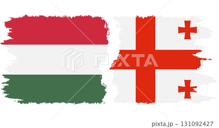 Georgia and Hungary grunge flags connection vector 131092427