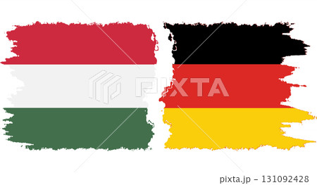 Germany and Hungary grunge flags connection vector 131092428