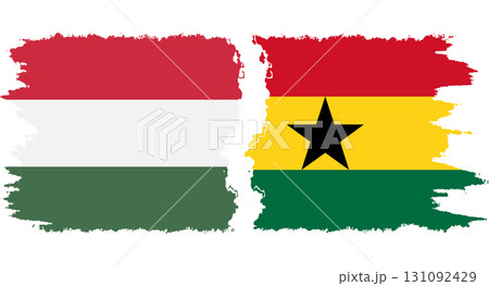 Ghana and Hungary grunge flags connection vector 131092429