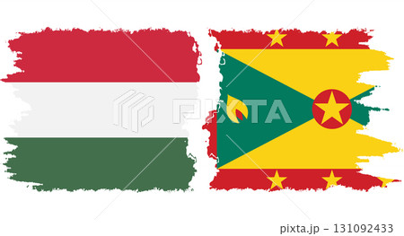 Grenada and Hungary grunge flags connection vector 131092433