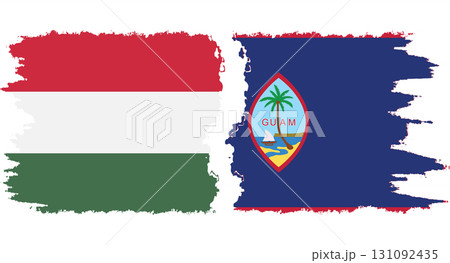 Guam and Hungary grunge flags connection vector 131092435