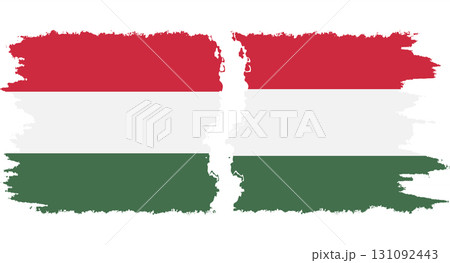 Hungary and Hungary grunge flags connection vector Hungary and Hungary grunge flags connection vector 131092443