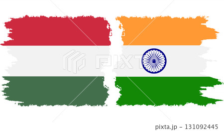 India and Hungary grunge flags connection vector 131092445