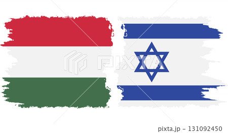 Israel and Hungary grunge flags connection vector 131092450