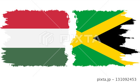 Jamaica and Hungary grunge flags connection vector Jamaica and Hungary grunge flags connection vector 131092453