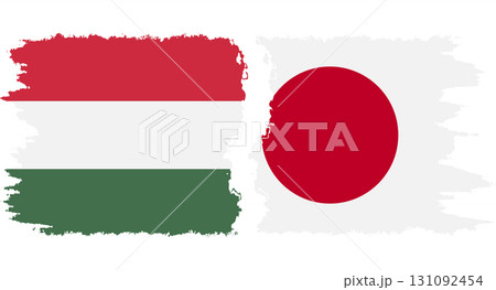 Japan and Hungary grunge flags connection vector 131092454